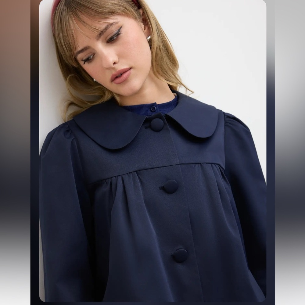 Cider chic PETER PAN COLLAR OVERSIZED TRENCH COAT M AB9-5 - Picture 4 of 12
